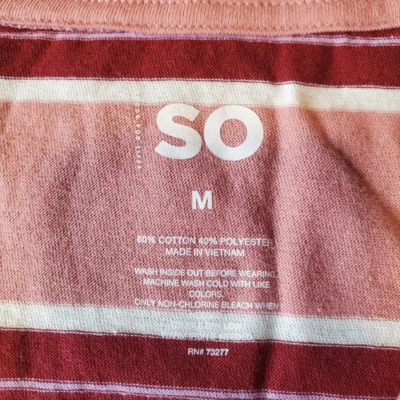 SO | Essential V-Neck Long Sleeve T-Shirt in Pink Stripe sz Various - Picture 4 of 10